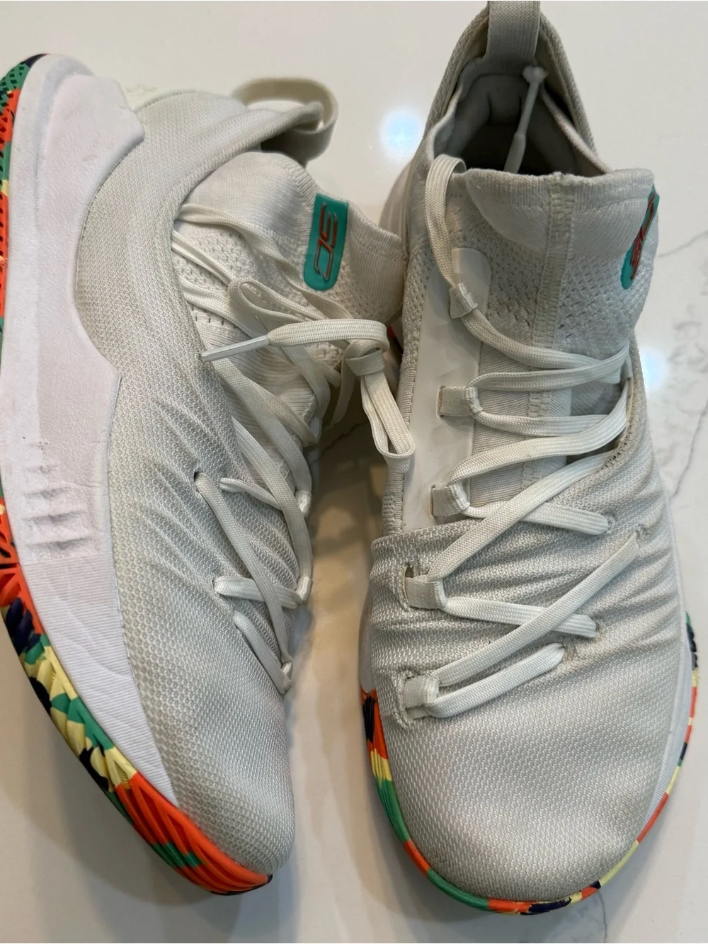 Under Armour Curry 5 Confetti US Men Size 8 Multi-White 3020657-109 basketball